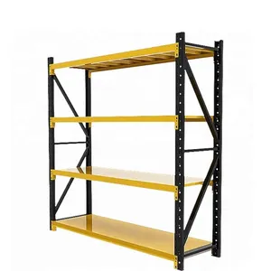 Durable Black Heavy-Duty Shelving for Garage or Warehouse 4-Tier Stacking Shelf with 300 Kg Weight Capacity