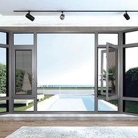 Ventanas Abatibles de Vidrio Templado de Aleación de Aluminio con Aislamiento Acústico y Térmico de 5 mm