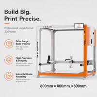Imprimante 3D grand format JUMO 800x800x800mm, compatibilité granulés/pellets FGF, plateau chauffant, nivellement automatique, capacité 500g/h