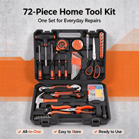 Kit d'outils à main tout-en-un de 72 pièces dans un coffret rigide, ensemble complet d'outils pour le bricolage, la réparation automobile, l'entretien domestique et l'utilisation en atelier