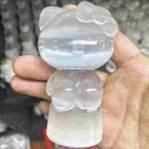 Usine personnaliser Statue en cristal naturel Hello Kitty sélénite ornement Pikachu Figurine cristal sculpture pour cadeau - Product Image 5