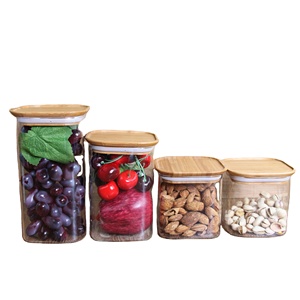 Bocaux de rangement <span class=keywords><strong>en</strong></span> <span class=keywords><strong>verre</strong></span> borosilicate scellé de 600ml, <span class=keywords><strong>lot</strong></span> de 50 pièces, pots carrés pour stockage de bonbons et miel - Product Image 1