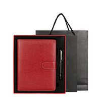 Ensemble cadeau d'affaires en cuir PU, carnet à feuilles mobiles A5 avec stylo, boîte cadeau, sac cadeau, logo personnalisé, cadeau promotionnel d'entreprise, vente en gros