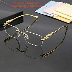 1 Par <span class=keywords><strong>de</strong></span> Gafas Únicas con Diseño <span class=keywords><strong>de</strong></span> Estampado <span class=keywords><strong>de</strong></span> Leopardo, <span class=keywords><strong>Lentes</strong></span> Cuadradas sin Marco, Ideales para Reuniones Informales y Atuendos a la Moda - Product Image 3