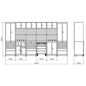 Banc de travail métallique robuste de haute qualité, conception modulaire pour usage industriel en atelier, composants essentiels pour moteur à roulement, garantie 3 ans - Product Image 3