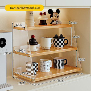 Soporte de Madera de 3 Niveles para <span class=keywords><strong>Tazas</strong></span>, Organizador de <span class=keywords><strong>Tazas</strong></span> de Madera para Encimera de Cocina, Decoración Floral para <span class=keywords><strong>Tazas</strong></span> de Café - Product Image 2