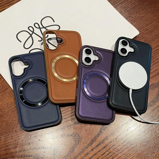 In Stock Customized Carve Magnetic Cellphone Case for iPhone 11 12 13 14 15 16 17 Pro Max Leather Phone Case