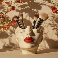 Forme de tête pour femmes Boho décoration visage Vase Vintage maquillage porte-pinceau maquillage organisateur maquillage organisateur pour la décoration intérieure
