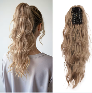 <span class=keywords><strong>Queue</strong></span> <span class=keywords><strong>de</strong></span> <span class=keywords><strong>cheval</strong></span> synthétique à clipser en fibre résistante à la chaleur, longue, ondulée et bouclée, effet vague corporelle, pour femme - Grande Vente - Product Image 1
