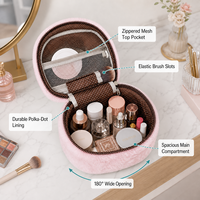 Sac de toilette en peluche personnalisé de haute qualité, trousse de toilette de voyage, grande capacité, sac à main rond moelleux, organisateur de rangement pour femmes et filles
