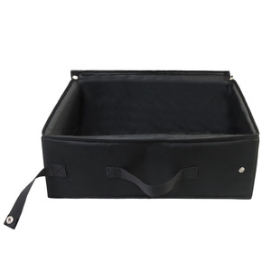 Bac à litière pliable pour chat, rectangulaire, en tissu noir, portable, avec doublure en tissu et sacs à litière - Product Image 3