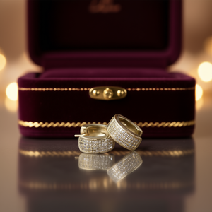 Orecchini a Cerchio di Lusso in Oro con Diamanti, Taglio Brillante Rotondo, Colore G, Gioielli Raffinati per Uso Quotidiano - Product Image 2