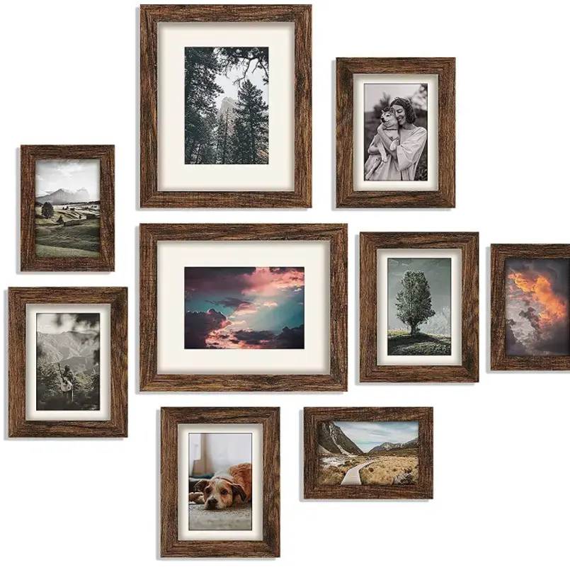 Support Customized Free Sample Picture Frame Set Wall Collage Farmhouse Photo Frames for Hanging Wall