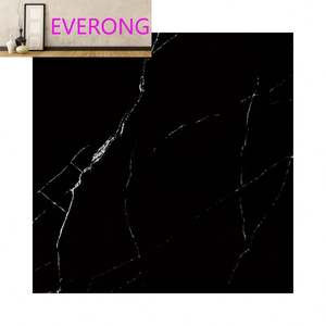 60X60 Baño de cerámica Mármol Pared Brillo Pulido Porcelana <span class=keywords><strong>Gres</strong></span> Azulejo de piso negro con vetas doradas - Product Image 2