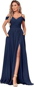 Vestido <span class=keywords><strong>de</strong></span> <span class=keywords><strong>Dama</strong></span> <span class=keywords><strong>de</strong></span> Honor Estilo Europeo Americano <span class=keywords><strong>de</strong></span> Corte A con Abertura Alta, Hombros Descubiertos y Escote en V <span class=keywords><strong>de</strong></span> Gasa con Decoración <span class=keywords><strong>de</strong></span> Encaje y Volantes - Product Image 2