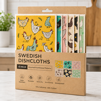 Chiffon de cuisine suédois imprimé sur mesure, biodégradable, absorbant, en éponge de cellulose 70/30, réutilisable
