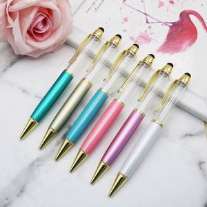 Empty Tube Diy Pens Marble <b>Glitter</b> Metal Ballpoint Pen With Plastic Crystal for Writing Compatible School Office Supply Gift - Product Image 2