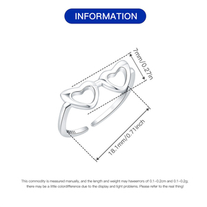 Mode Simple réglable 925 en argent Sterling <span class=keywords><strong>amour</strong></span> coeur amusant lunettes de soleil anneau ouvert pour les femmes vêtements quotidiens bijoux - Product Image 4