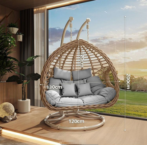 Sedia a dondolo doppia a sospensione in rattan per esterni, stile americano moderno, per hotel e cortili - STG - Product Image 4