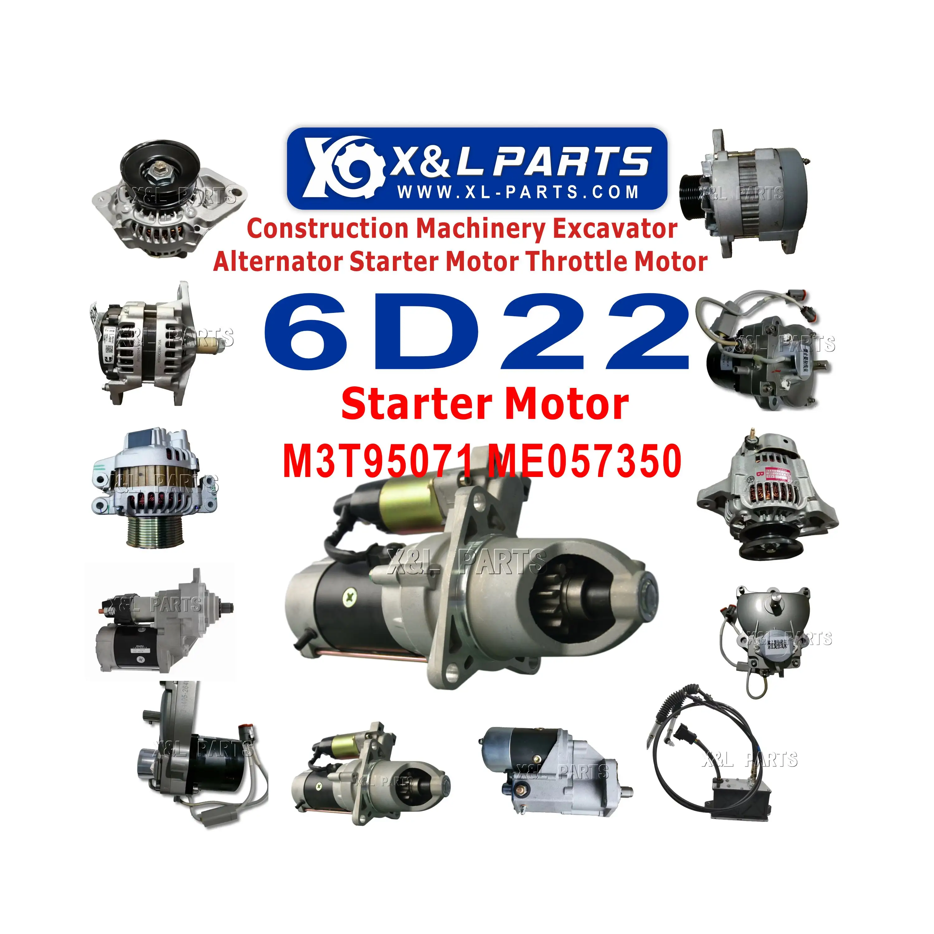 X & Lパーツ新品6D22スターターモーター24V M3T95071 ME057350 Kobelco300ショベル用三菱ふそうトラック6D22ディーゼルエンジン
