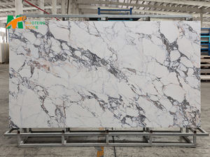 Dalle en pierre frittée polie de luxe, surface brillante, grand format, pour la décoration murale du hall d'hôtel, sol de villa - Product Image 1