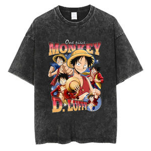 <span class=keywords><strong>T</strong></span>-<span class=keywords><strong>shirt</strong></span> Américain Homme É<span class=keywords><strong>t</strong></span>é Ample Imprimé Manches Courtes Style Streetwear Brodé Anime Vieilli Lavé 240 Grammes - Product Image 4