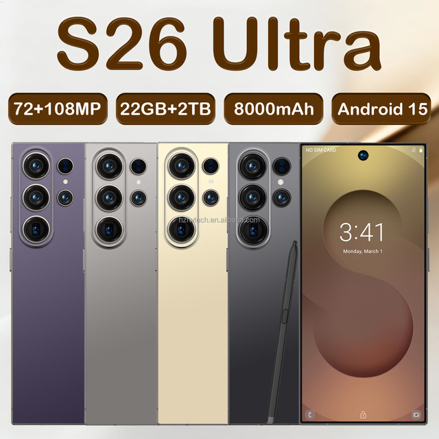 S26 Ultra 5G LTE Mobile Phone Multi-Color 22GB+2TB 72MP+108MP 8000mAh Built-in Stylus Unlocked Phone