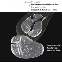 YEBEI Avant-Pied Pad Vente en gros Tongs en silicone transparent Semelle intérieure avec boule de massage antidérapante Semelles en gel PU Demi-coussinets de chaussures