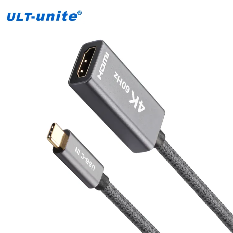 ULT-unite câble adaptateur 4K USB3.1Gen2 10Gbps 4K @ 60HZ USB 3.1 Type-C M vers HDMI F Adaptateur pour projecteur