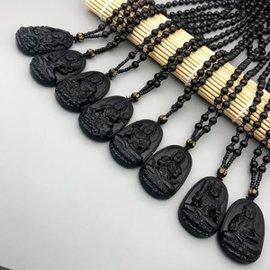 قلادة بشكل سويتر من Tik Tok قلادة من الزجاج الأسود بدلاية من البوذا وقلادة من البوداس كريستالية بدلاية من الزجاج الاثنى عشر - Product Image 1