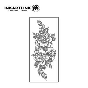 INKARTLINK Adesivo Tatuaggio <span class=keywords><strong>Vintage</strong></span> Rosa Doppio Fiore Schizzo Floreale Estetico Blackwork Erboristico 15 Giorni Forniture all'Ingrosso - Product Image 3