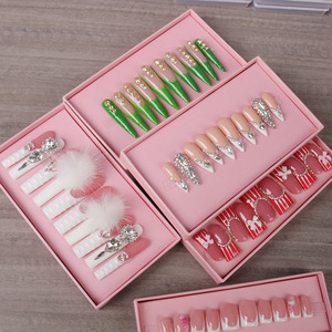 Venta al por mayor 10 piezas <span class=keywords><strong>de</strong></span> <span class=keywords><strong>uñas</strong></span> <span class=keywords><strong>de</strong></span> acrílico ABS pintadas a mano hermoso diseño hecho a mano para niñas presione en la aplicación del dedo - Product Image 2