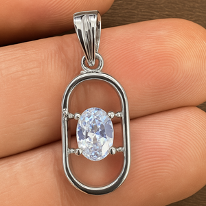 จี้เงินแท้ 925 ชุบโรเดียม ประดับพลอย CZ รูปไข่ สร้อยคอผู้หญิง สไตล์มินิมอล ขายส่งเครื่องประดับ - Product Image 2