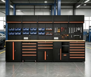 Gabinete <span class=keywords><strong>de</strong></span> Almacenamiento para Garaje <span class=keywords><strong>de</strong></span> Alta Resistencia CYD, Combinación <span class=keywords><strong>de</strong></span> Acero Inoxidable y Madera, <span class=keywords><strong>Banco</strong></span> <span class=keywords><strong>de</strong></span> <span class=keywords><strong>Trabajo</strong></span>/Estación <span class=keywords><strong>de</strong></span> <span class=keywords><strong>Trabajo</strong></span> Metálica para Taller - Product Image 1