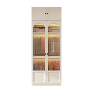 Armoire étroite de couleur crème pour l'entrée du salon, armoire de présentation multifonctionnelle en verre pour le couloir - Product Image 4