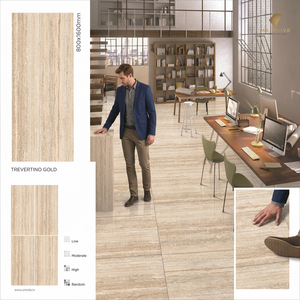 Wholesale Vistaar Trevertino Gold 800x1600mm Polished Porcelain Slab High Gloss Ceramic Glazed Tiles for Export - Product Image 6