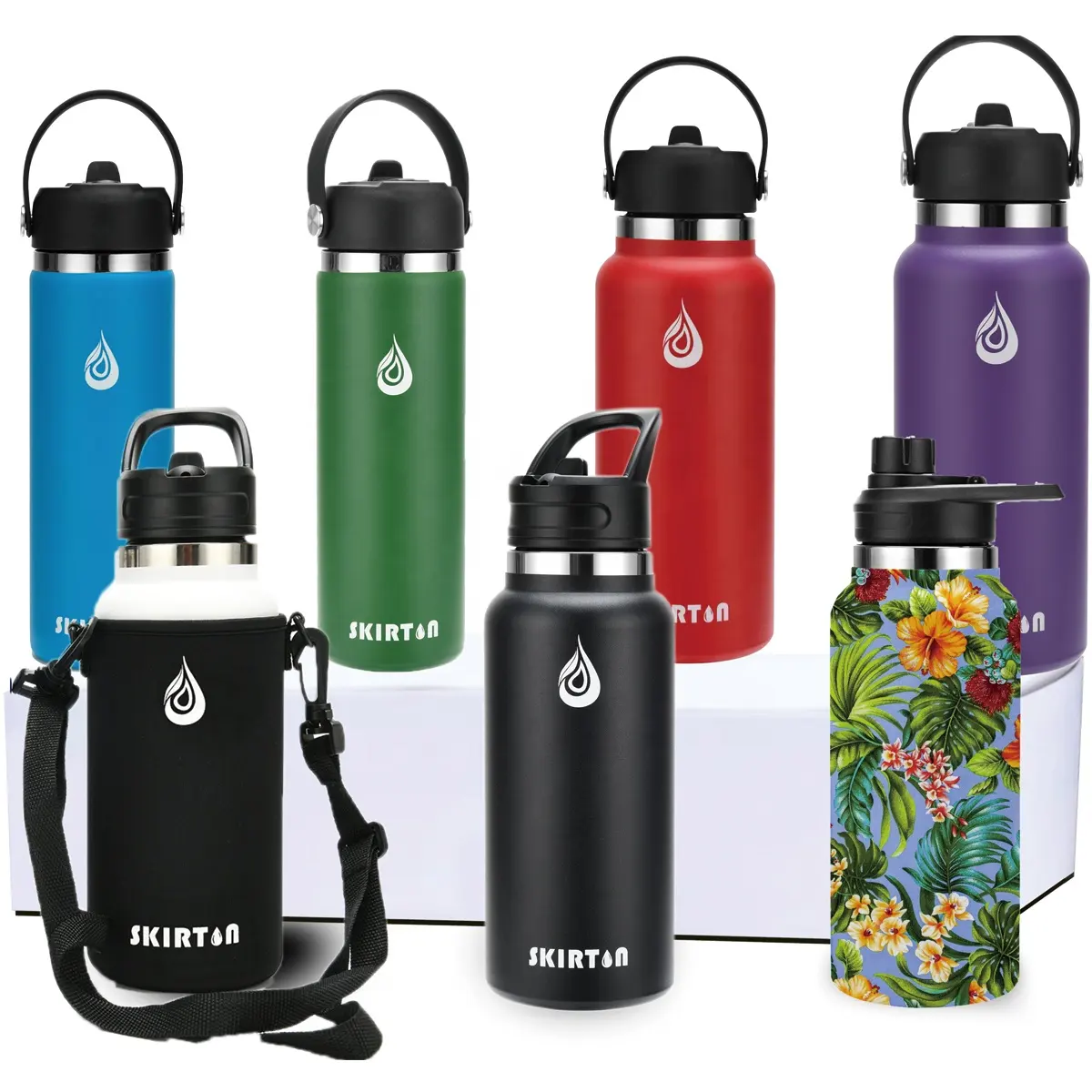 double wall 32oz vacuum insulated stainless steel water bottle with straw sports lid wide mouth wholesale 40oz Skirton