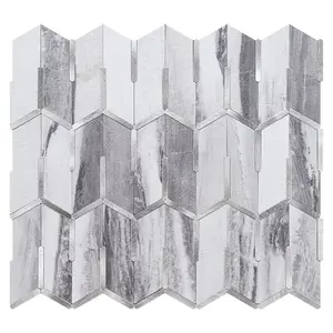 Креативный дизайн серебряные инкрустированные светло-серые настенные художественные наклейки Самоклеящиеся 3d гелевая мозаика для ванной и кухни