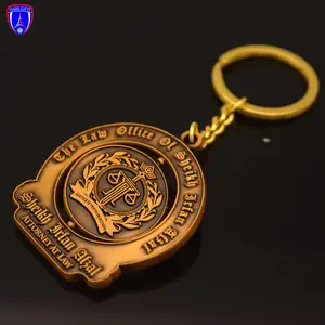 Law Office Antique Mini Cheap Copper Metal Keychain For Promotional Gift Metal Rotatable Spinning Keyring Favors Tokenswith Logo