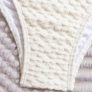 Maillot de bain 2 pièces pour femme, style bandeau torsadé sans bretelles, coupe coquine, uni, à lacets, avec logo 3D personnalisé, faible MOQ, échantillon gratuit - Product Image 3