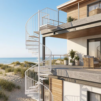 Escalier en spirale moderne pour terrasse de villa, en acier galvanisé, avec garde-corps en verre, revêtement anti-corrosion, durable, écologique, 5+ pour extérieur