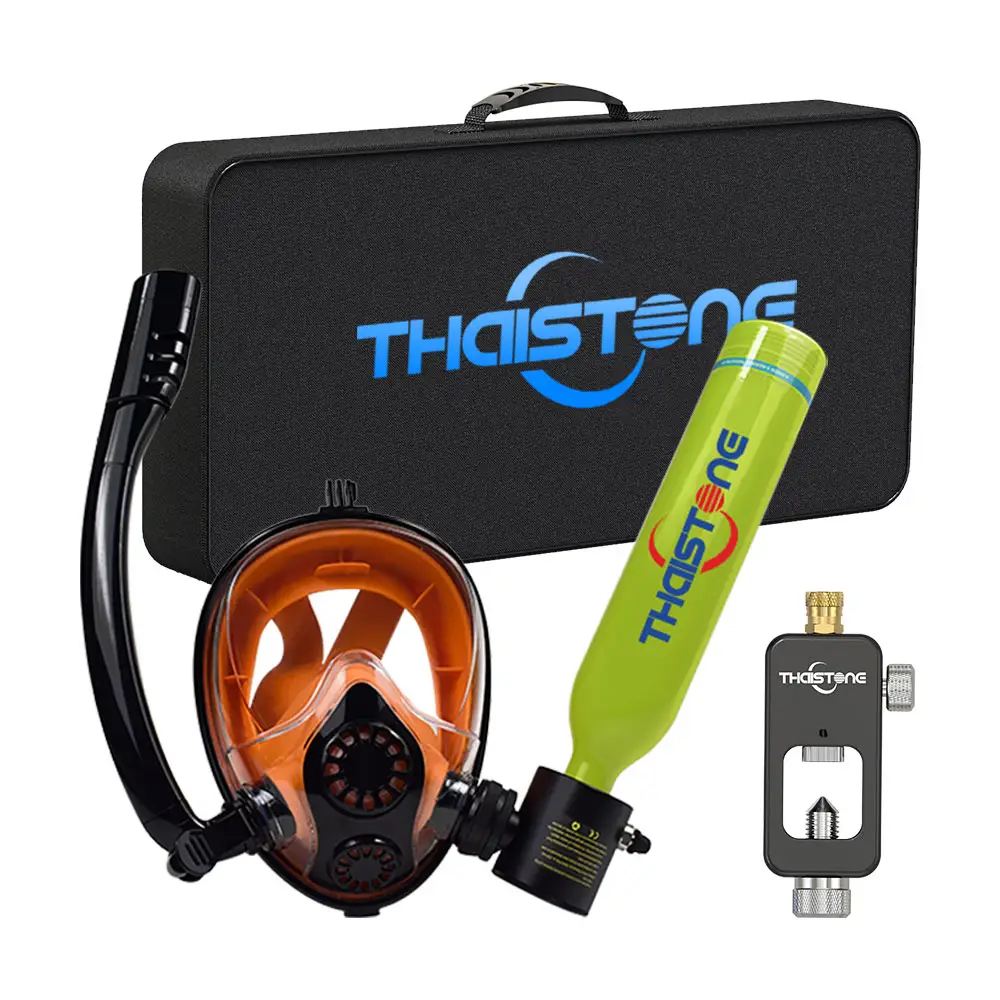 Thaistone Underwater Sports Professional Sets Equipment Full Face Diving Masks With Green Scuba Air Tanks Diving Gear