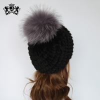 100% Nerz Pelz Strick mütze Frauen Winter Warm Pom Pom Hut Echte Waschbär Pelz Ball Outdoor Ski Mädchen Mode Mütze