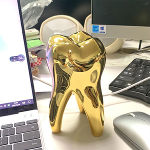 راتنج مخصص مطلي بالذهب ثلاثي الأبعاد نموذج الأسنان هدية الأعمال الترويجية الحصرية هدية الأسنان - Product Image 1