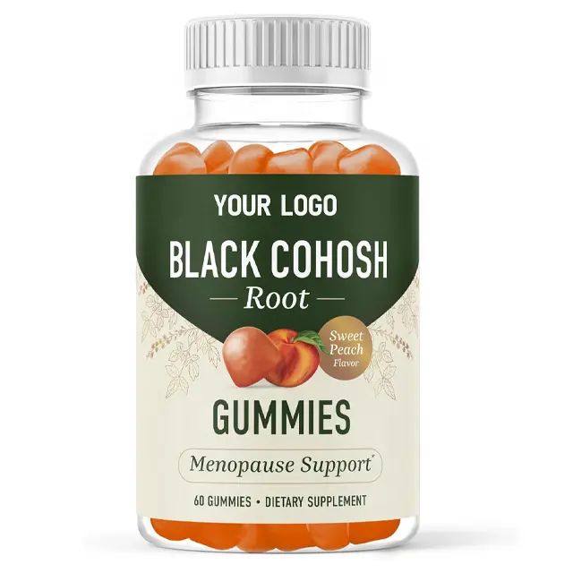 Haccp OEM ODM Gummies hitam Cohosh untuk wanita | DIP penghilang untuk Flash panas & keringat malam ekstrak akar Cohosh hitam