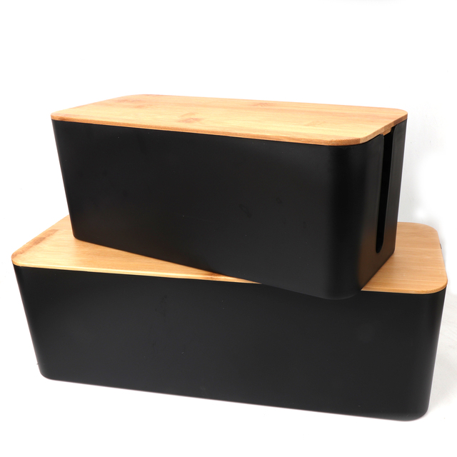 Cable Management Box, Cord Organizer and Cover with Cable Kit - Desk,Environmental protection Bamboo Cover Design