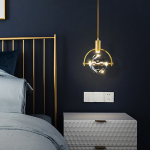 Luxury All-Copper Small Pendant <b>Light</b> Long Cord Creative Personalized for Bedroom <b>Dining</b> Room TV Wall Crystal Pendant Chandelier - Product Image 1