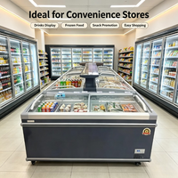 Vitrine Réfrigérée Horizontale Commerciale XY à Volume Super Grand, Double Usage, avec Verre Trempé pour Viande, Poisson et Produits Frais