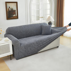 Funda de Sofá de Terciopelo con Patrón Geométrico Jacquard 3D de la Serie <span class=keywords><strong>Gulo</strong></span>, Funda de Sofá Aterciopelada de Cobertura Total - Product Image 3