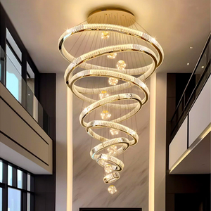 <span class=keywords><strong>Lampadario</strong></span> Moderno di Lusso in Cristallo K9 <span class=keywords><strong>con</strong></span> <span class=keywords><strong>Sfere</strong></span> di Cristallo e Luci LED per Soffitti Alti, Ville, Scale e Hall di Hotel - Product Image 6